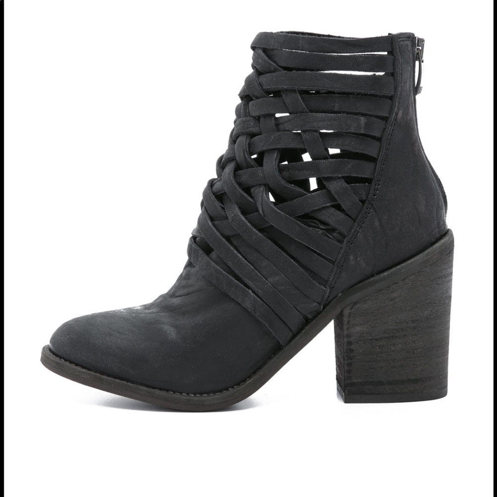Free People Black Crossed Strap Boots